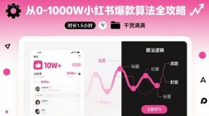 从0-1000W小红书爆款算法全攻略，时长1.5小时，干货满满-聊项目