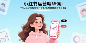 小红书运营精华课:平台认知/广告投放/账户设置,快速掌握精准获客与变现-聊项目