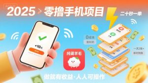 2025年零撸手机项目,二十秒一单,纯薅羊毛 一天2张+做就有-聊项目