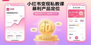 小红书变现私教课,暴利产品定位,高转化内容生产术,快速实现月入10万-聊项目