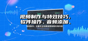 视频制作与特效技巧：软件操作、音频添加、特效制作、去重手法及精准营销等实用内容-聊项目