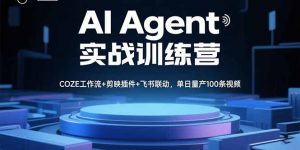 AI Agent实战训练营,COZE工作流+剪映插件+飞书联动,单日量产100条视频-聊项目