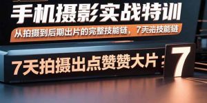 手机摄影实战特训,从拍摄到后期出片的完整技能链,7天拍出点赞大片-聊项目
