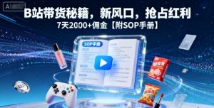 B站带货秘籍,新风口,抢占红利,7天2k+佣金【附SOP手册】-聊项目