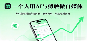 一个人用AI与剪映做自媒体,从AI应用到各赛道剪辑、涨粉变现,从起号到变现-聊项目