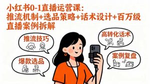 小红书0-1直播运营课:推流机制+选品策略+话术设计+百万级直播案例拆解-聊项目