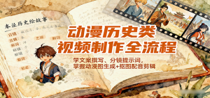 动漫历史类视频制作全流程,学文案撰写、分镜提示词,掌握动漫图生成+抠图配音剪辑-聊项目