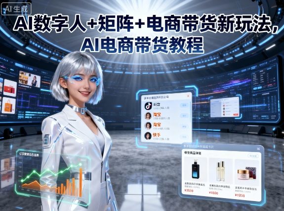 AI数字人+矩阵+电商带货新玩法，AI电商带货教程-聊项目