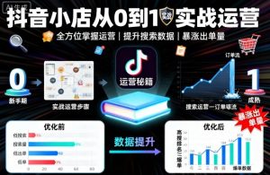 抖音小店从0到1实战运营,帮你全方位掌握小店运营,提升搜索数据与出单量-聊项目
