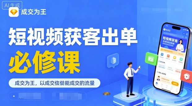 短视频获客出单必修课，成交为王，以成交为导向，直接做能成交的流量-聊项目