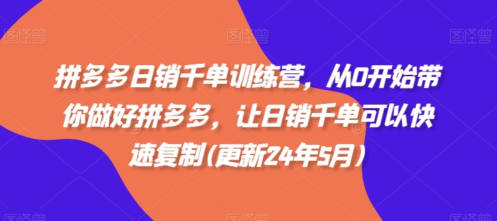 拼多多日销千单训练营，从0开始带你做好拼多多，让日销千单可以快速复制(更新25年9月)-聊项目