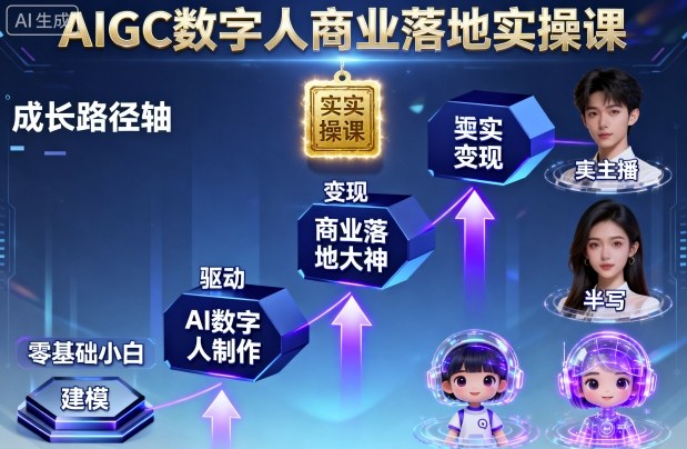 AIGC数字人商业落地实操课，从零基础小白到AI数字人大神-聊项目