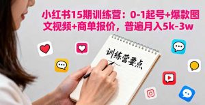 小红书15期训练营:0-1起号+爆款图文视频+商单报价,普遍月入5k-3w-聊项目