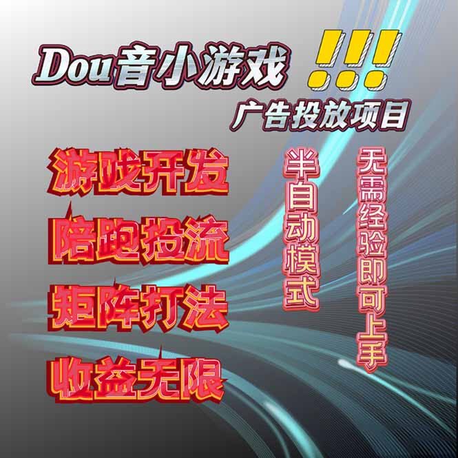 抖音小游戏广告推广项目，2025最新实测落地，单日收益300+-聊项目