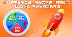 小红书电商爆单班,AI图文创作、BFS模型、私域转化,快速掌握增长方法-聊项目