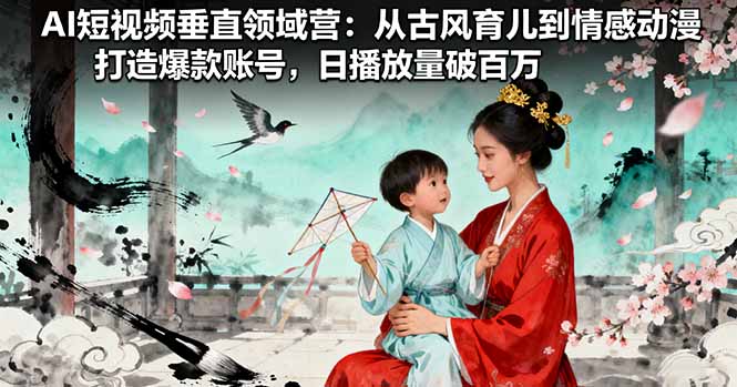 AI短视频垂直领域营：从古风育儿到情感动漫，打造爆款账号,日播放量破百万-聊项目