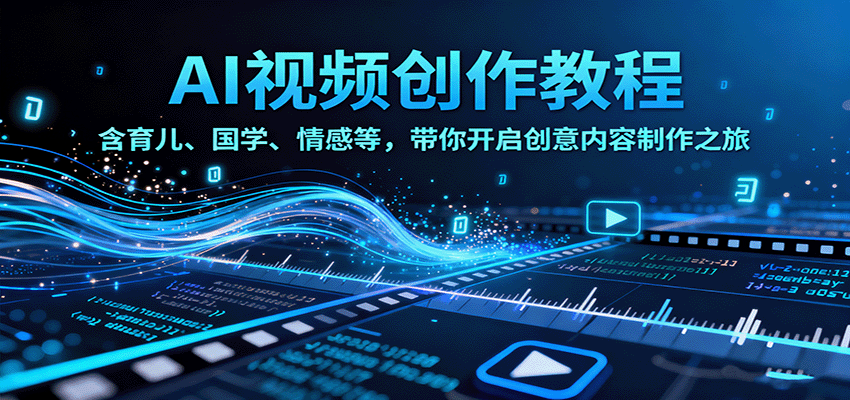 AI视频创富课，含育儿、国学、情感等，带你开启创意内容制作之旅-聊项目