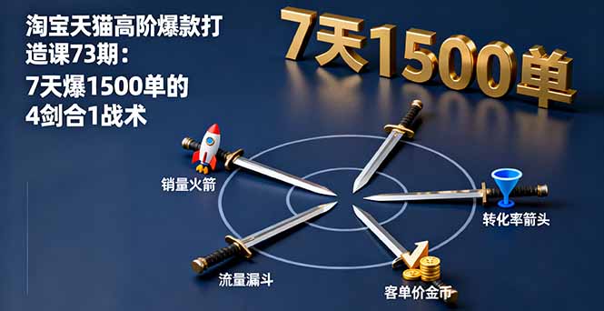 淘宝天猫高阶爆款打造课73期：7天爆1500单的4剑合1战术-聊项目