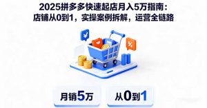 2025拼多多快速起店月入5万指南:店铺从0到1,实操案例拆解,运营全链路-聊项目
