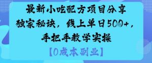 最新小吃配方项目分享独家秘诀,线上单日5张,手把手教学实操-聊项目