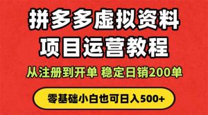 拼多多开店运营课程: 蓝海变现玩法,轻松实现睡后收入 零基础小白也可…-聊项目