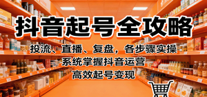 抖音起号全攻略,投流、直播、复盘,各步骤实操,系统掌握抖音运营,高效起号变现-聊项目