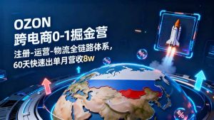 OZON跨境电商0-1掘金营:注册-运营-物流全链路体系,60天快速出单月营收8w-聊项目