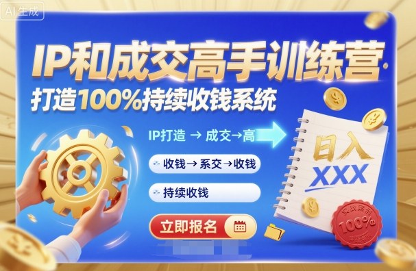 带你成为IP和成交高手的训练营，打造100%持续收钱系统-聊项目