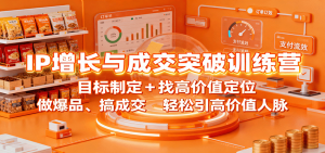 IP增长与成交突破训练营:目标制定+找高价值定位,做爆品、搞成交,轻松引高价值人脉-聊项目