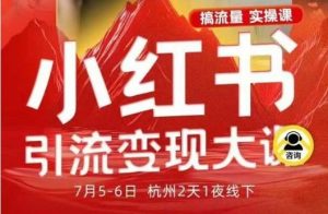 小红书引流变现7月线下大课,一次性讲透小红书笔记、矩阵、投放、引流、转化的全流程SOP-聊项目