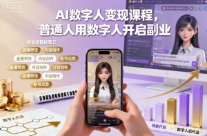 AI数字人变现课程,普通人用数字人开启副业-聊项目