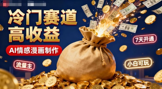 公众号冷门赛道，用AI做情感漫画，7天开通流量主，操作简单，小白可玩-聊项目