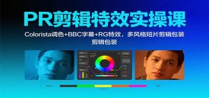 PR剪辑特效实操课:Colorista调色+BBC字幕+RG特效,多风格短片剪辑包装-聊项目