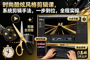 时尚酷炫风格剪辑课,系统剪辑手法,一步到位,全程实操-聊项目