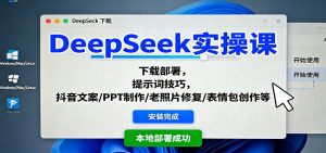 DeepSeek实操课:下载部署,提示词技巧,抖音文案/PPT制作/老照片修复/表情包创作等-聊项目