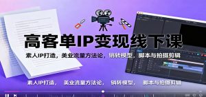 高客单IP变现线下大课：素人IP打造，美业流量方法论，销转模型，脚本与拍摄剪辑-聊项目