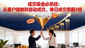 吸金成交营销必杀技:从客户接触到自动成交,单日成交率翻3倍-聊项目