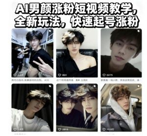 AI男颜涨粉短视频教学，全新玩法，快速起号涨粉-聊项目