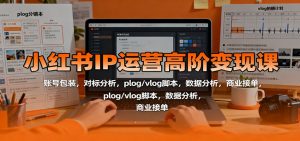 小红书IP运营高阶变现课：账号包装，对标分析，plog/vlog脚本，数据分析，商业接单-聊项目