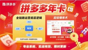 拼多多年卡,拼多多全链路运营底层逻辑,超级爆单术【更新10月】-聊项目