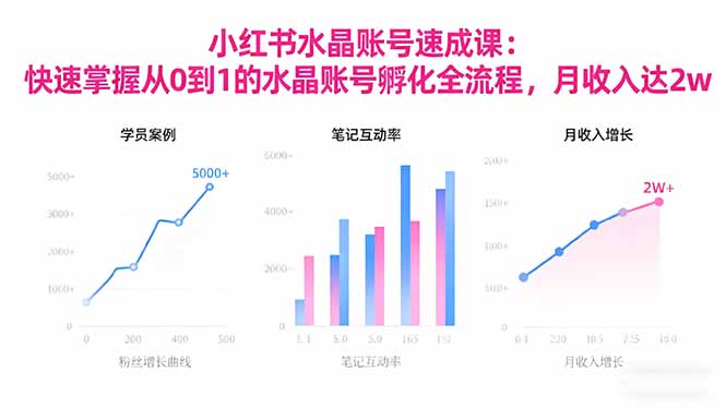 2025小红书水晶账号速成课：快速掌握从0-1水晶账号孵化全流程，月收入达2w-聊项目