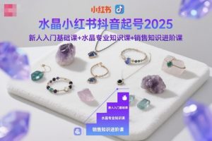 水晶小红书抖音起号2025,新人入门基础课+水晶专业知识课+销售知识进阶课-聊项目