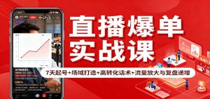 直播爆单实战课：7天起号+场域打造+高转化话术+流量放大与复盘递增-聊项目