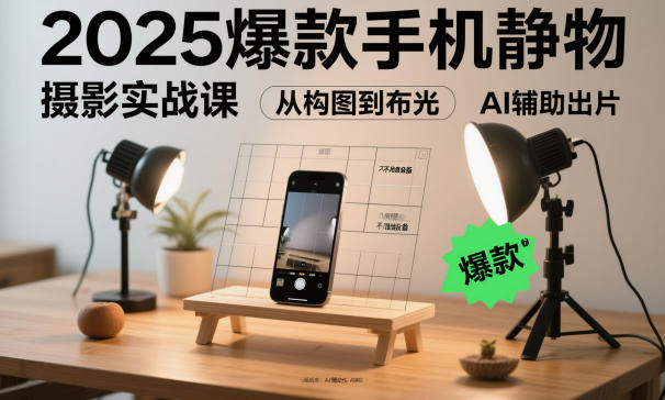 2025爆款手机静物摄影实战课，从构图到布光，不用贵设备，AI辅助出片-聊项目