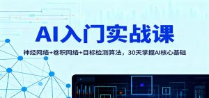 AI入门实战课：神经网络+卷积网络+目标检测算法，30天掌握AI核心基础-聊项目