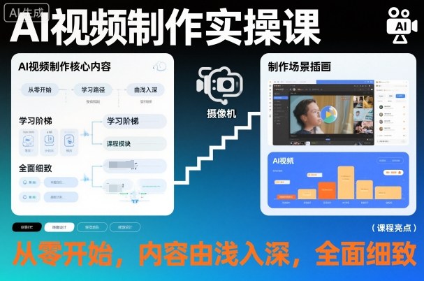 AI视频制作实操课,从零开始,内容由浅入深,全面细致
