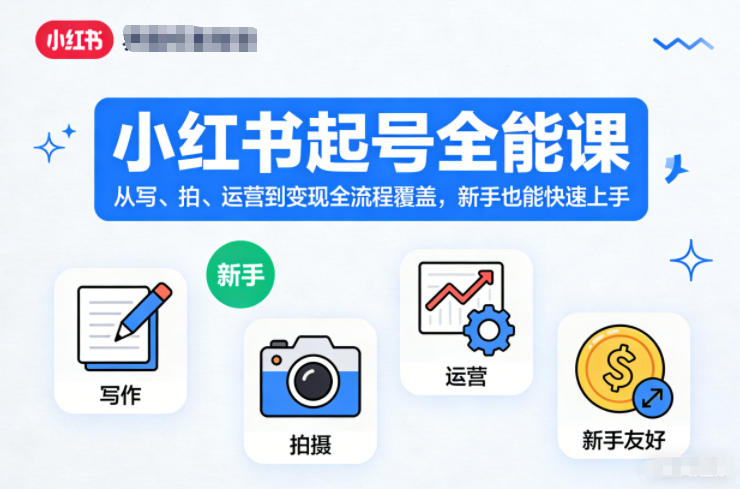 小红书起号全能课，从写、拍、运营到变现全流程覆盖，新手也能快速上手-聊项目